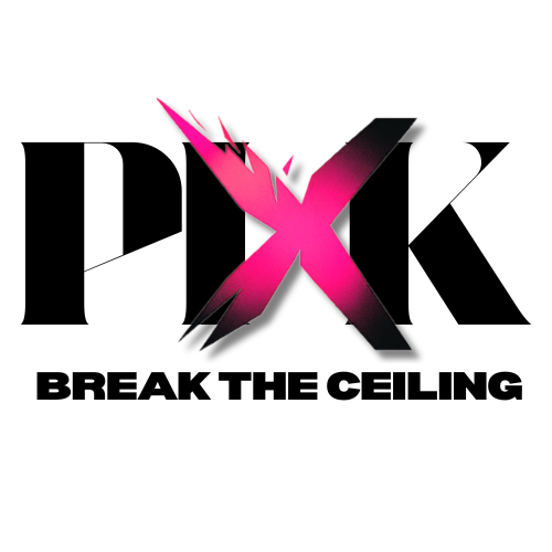 Pink X PinkX logo break the ceiling for female founders